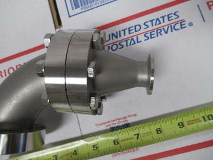 MDC HIGH VACUUM LARGE CF ELBOW ADAPTER HEAVY STAINLESS STEEL AS PIC X6-FT-97