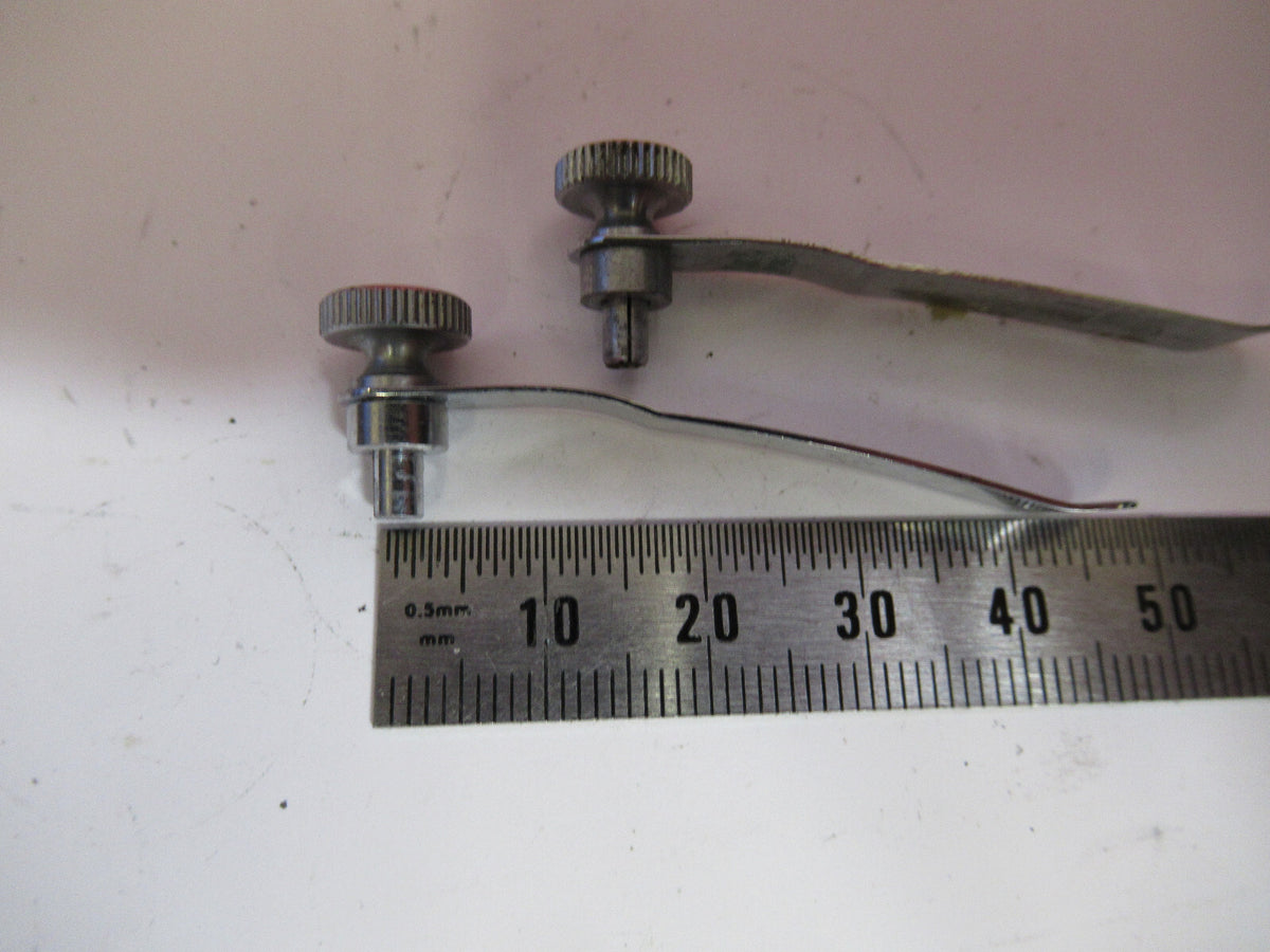 NIKON JAPAN PAIR STAGE CLIPS SPECIMEN MICROSCOPE PART AS PICTURED Y4-A-71