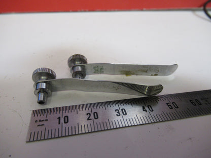 NIKON JAPAN PAIR STAGE CLIPS SPECIMEN MICROSCOPE PART AS PICTURED Y4-A-71
