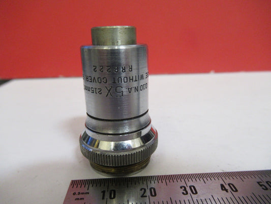 BAUSCH LOMB 5X    /215mm OBJECTIVE LENS MICROSCOPE PART AS PICTURED T5-A-28