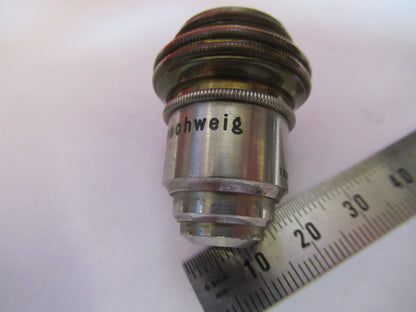 ANTIQUE BRASS VOIGTLANDER BRAUNSCHWEIG OBJECTIVE MICROSCOPE AS PICTURED &F8-A-74