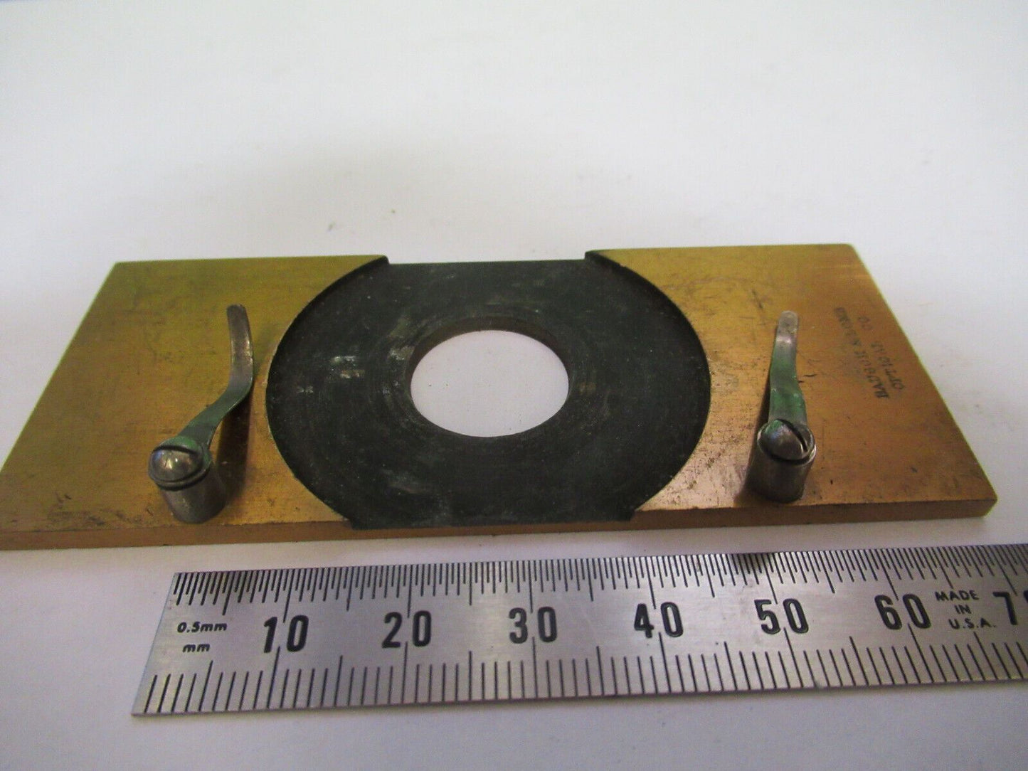 ANTIQUE BRASS BAUSCH LOMB RARE STAGE PLATE MICROSCOPE PART AS PICTURED &83-FT-03