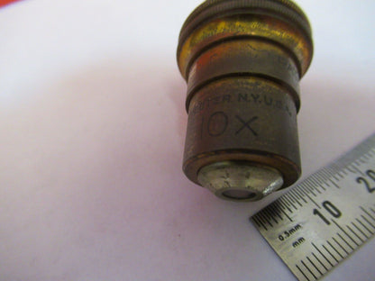 BAUSCH LOMB ANTIQUE BRASS 16mm OBJECTIVE MICROSCOPE PART AS PICTURED 10X Q3-B-10