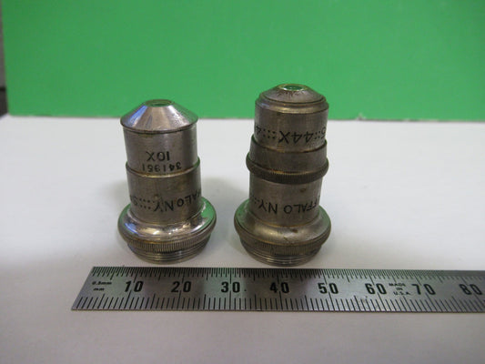 ANTIQUE LOT OBJECTIVES SPENCER 10X 44X  MICROSCOPE PART PHASE AS PIC V7-FT-95