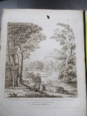 Antique Etching Italia Rome Circa 1810 Gaspard Dughet Pietro Parboni