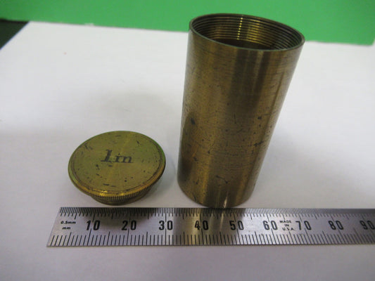 ANTIQUE BRASS EMPTY 1m UK OBJECTIVE CANISTER MICROSCOPE PART Y3-B-24
