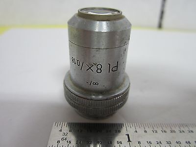 LEITZ WETZLAR GERMANY PL 8X OBJECTIVE MICROSCOPE OPTICS BIN#H1-11