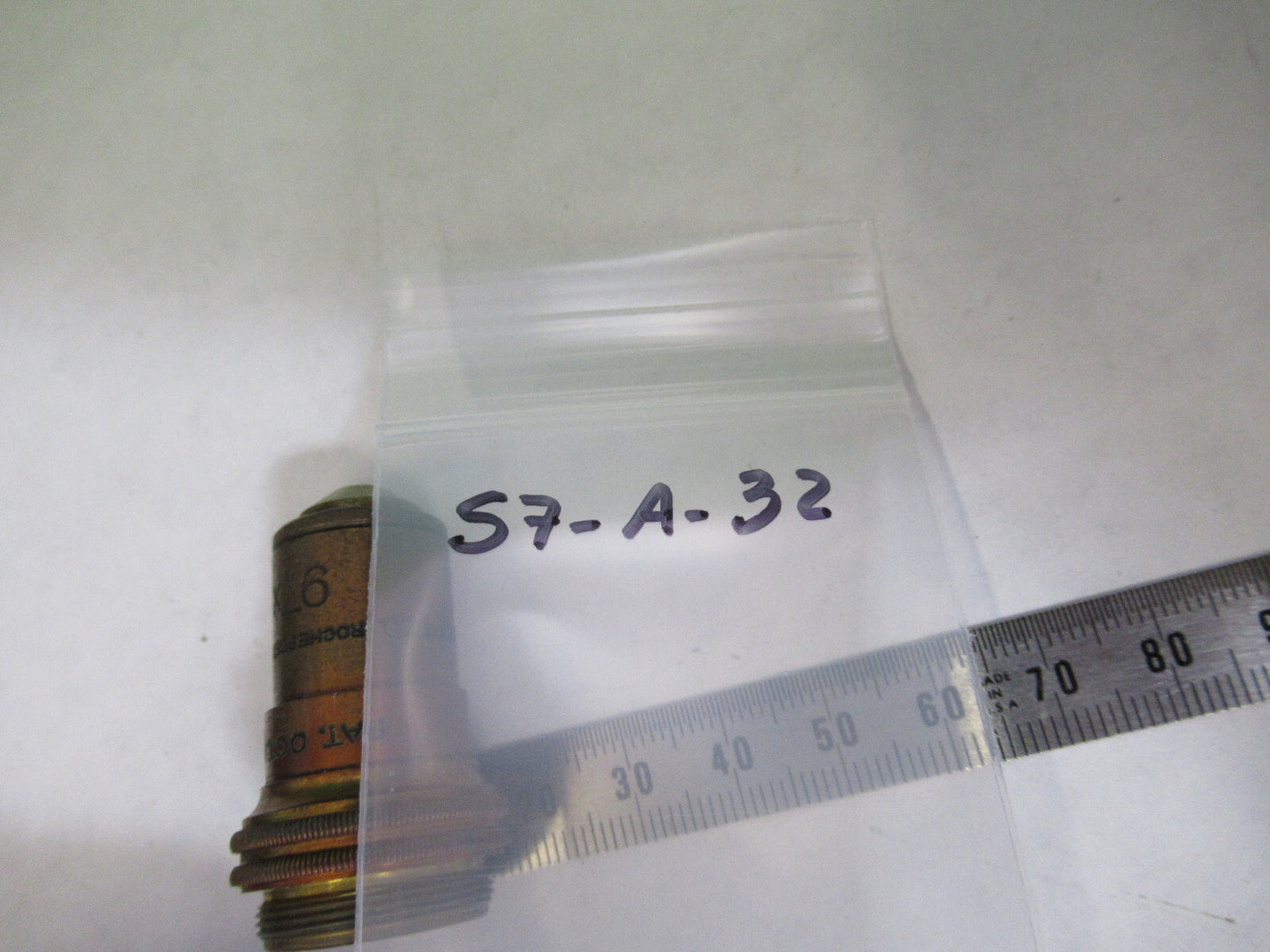 ANTIQUE BAUSCH LOMB BRASS OBJECTIVE 97X MICROSCOPE PART AS PICTURED S7-A-32