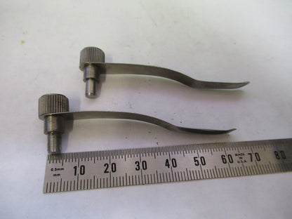 BAUSCH LOMB PAIR CLIPS STAGE MICROSCOPE PART AS PICTURED X9-B-66
