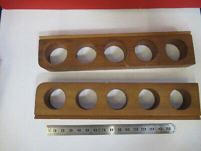 ANTIQUE BAUSCH LOMB WOOD HOLDERS for cabinet MICROSCOPE PART AS PICTURED P8-A-52