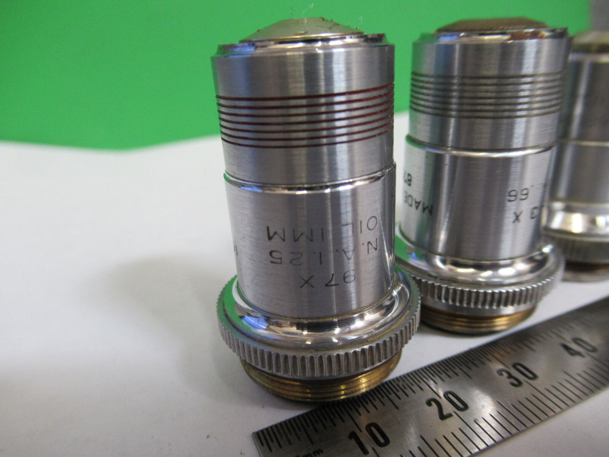 Lot Spencer Lens Co. Objective 10X 43X 97X Microscope Part Optics American Optical Co
