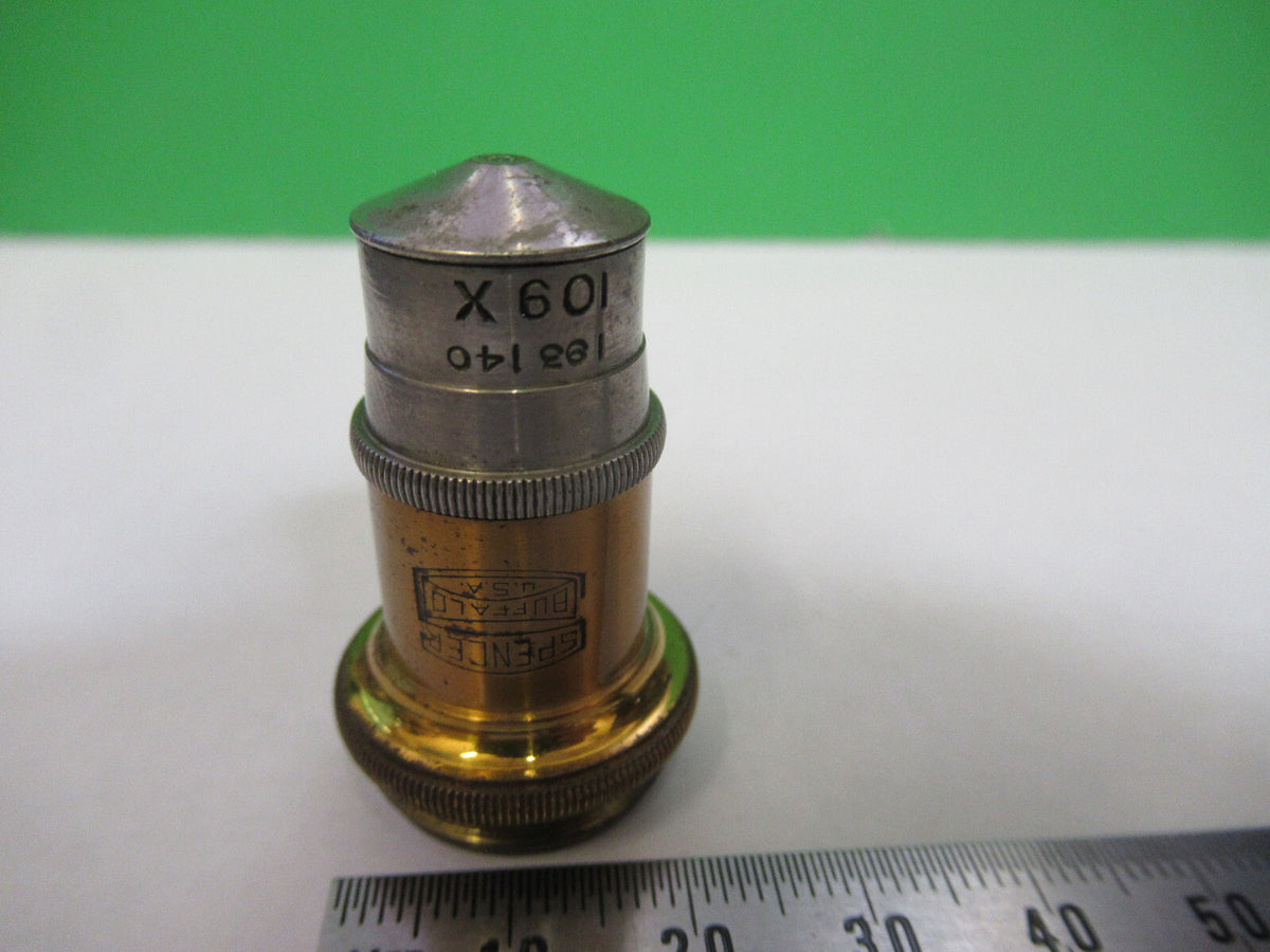 Antique Brass Spencer Lens Co. Objective Rare 109X Microscope Part