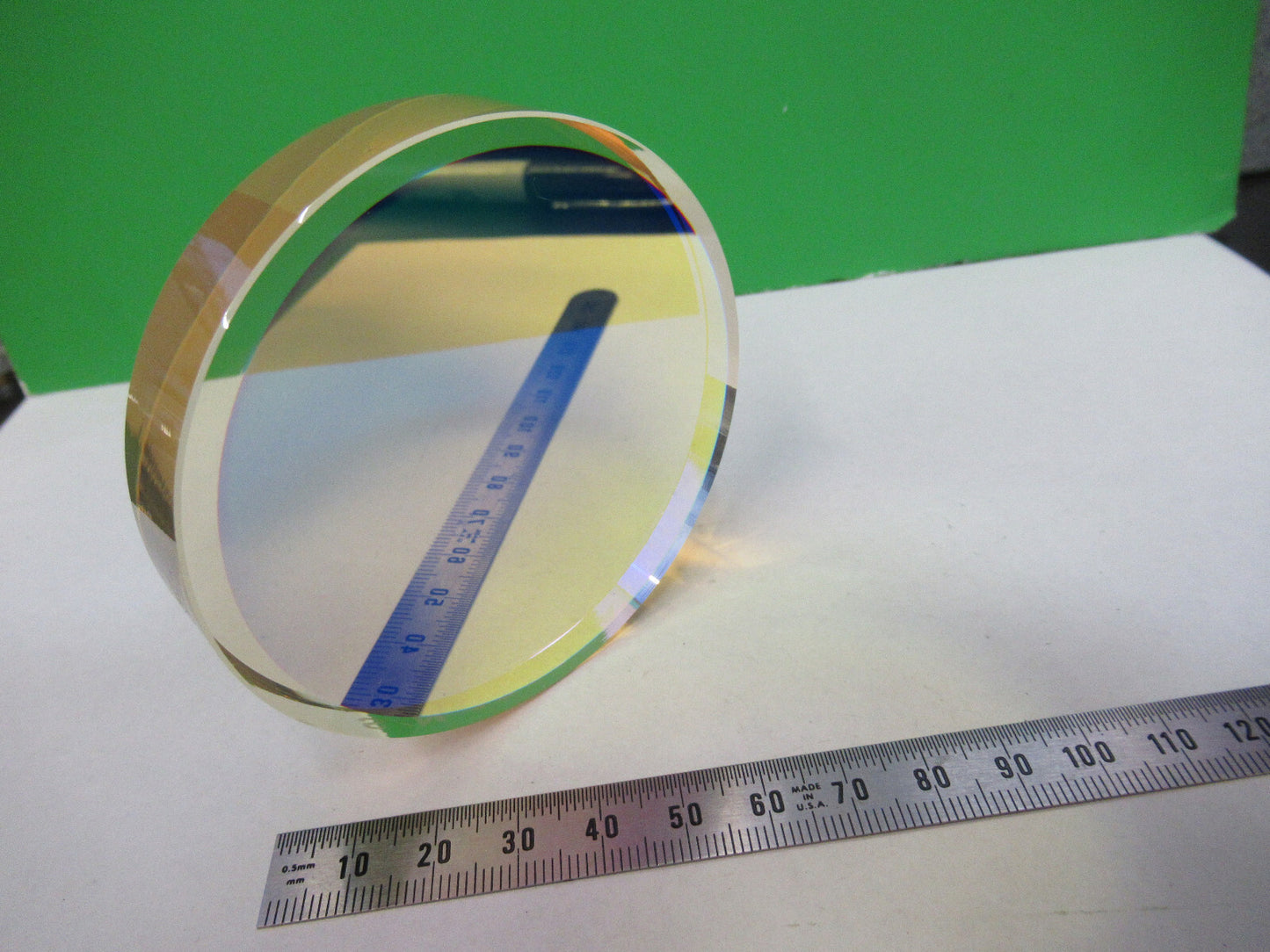 OPTICAL FLAT ZERODUR SCHOTT LASER OPTICS DICHROIC COATED AS PICTURED &F3-B-90