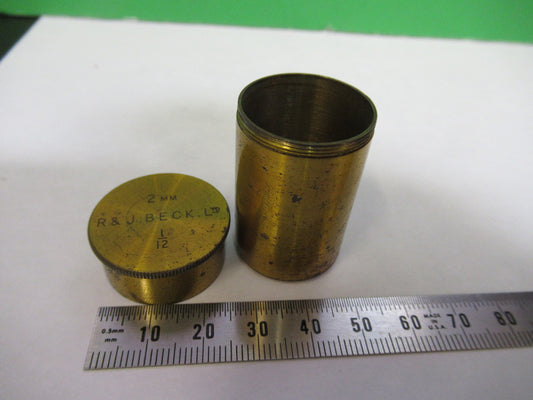 ANTIQUE BRASS EMPTY BECK UK OBJECTIVE CANISTER MICROSCOPE PART Y3-B-23