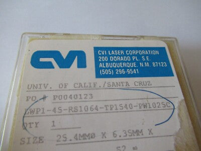 OPTICAL CVI FLAT LENS OPTICS AS PICTURED &19-B-24