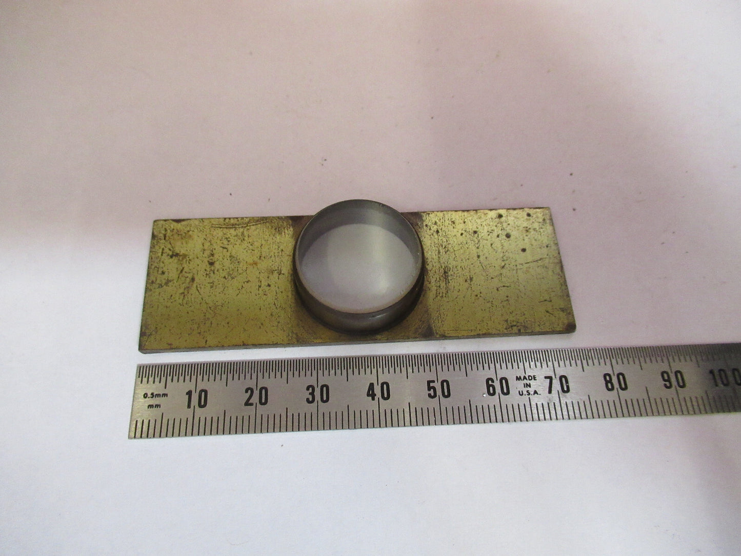 ANTIQUE BRASS COMPRESSORIUM STAGE LONDON MICROSCOPE PART AS PICTURED F8-A-39