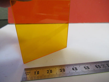OPTICS ORANGE FILTER NICE GLASS MICROSCOPE PART OPTICAL AS PICTURED T1-A-16