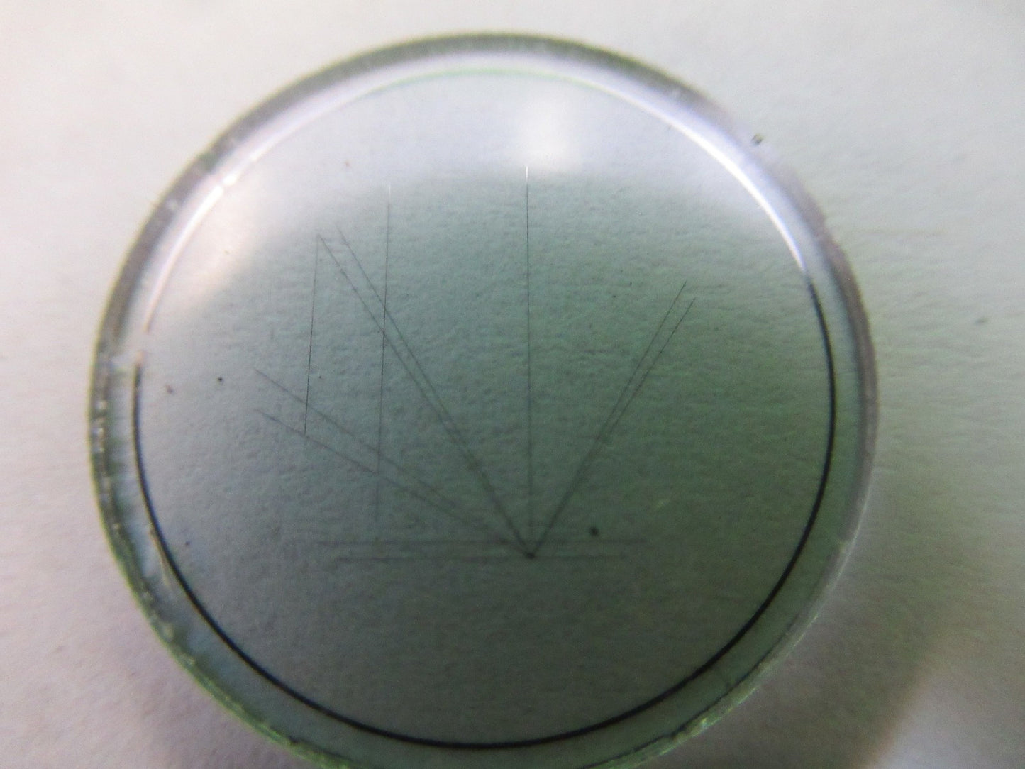 OPTICAL GLASS RETICLE MICROMETER "V" PATTERN MICROSCOPE PART AS PICTURED U8-A-60