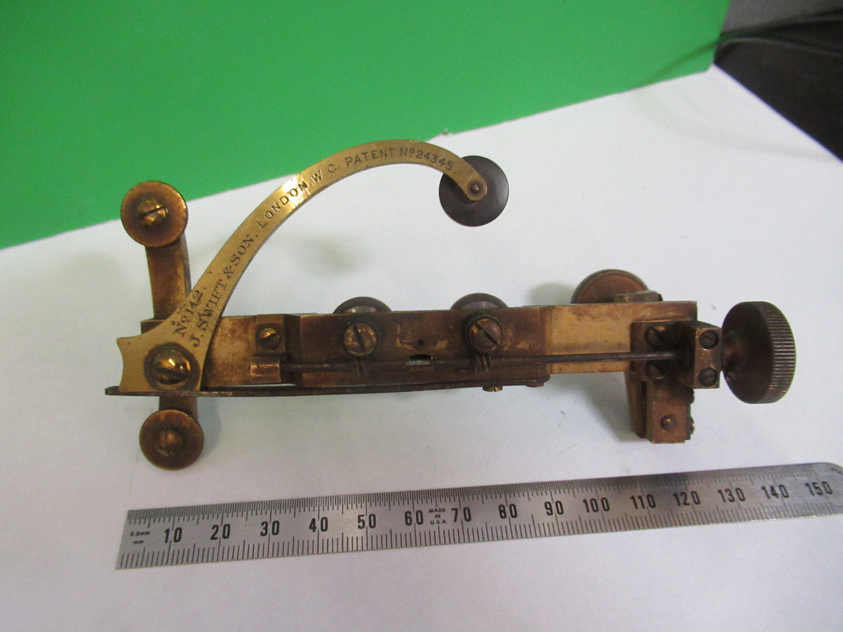 Antique J. J. Swift & Son London Brass Stage Clips Xy Microscope Part