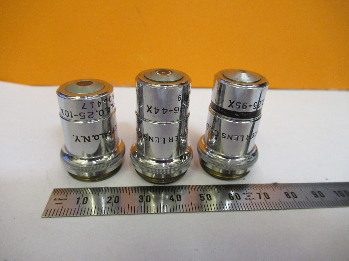 LOT AO AMERICAN SPENCER OBJECTIVES OPTICS MICROSCOPE PART AS PICTURED S4-B-35