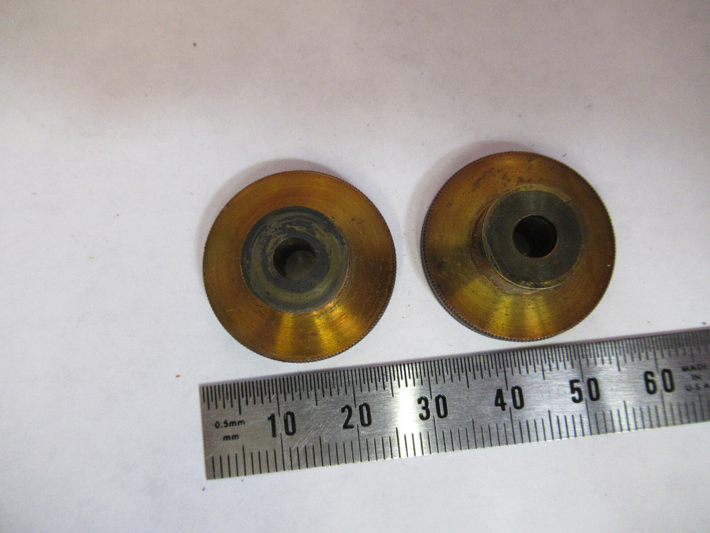 ANTIQUE BRASS BAUSCH LOMB KNOBS FINE ADJUST MICROSCOPE PART AS PICTURED Y2-A-81