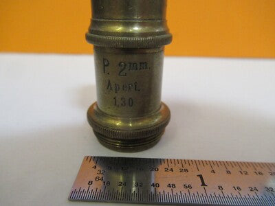 ANTIQUE BRASS ERNST LEITZ 2mm OBJECTIVE MICROSCOPE PART AS PICTURED &7B-B-15