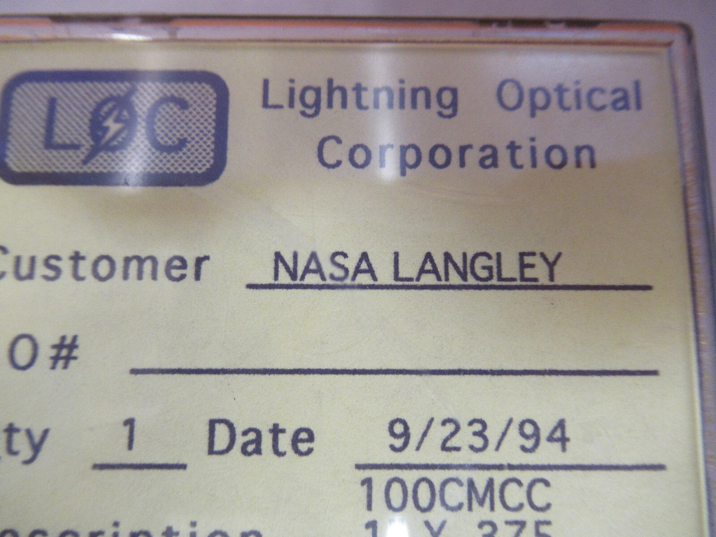 OPTICAL ex-NASA COATED LENS PRO LASER OPTICS AS PICTURED Y1-A-14