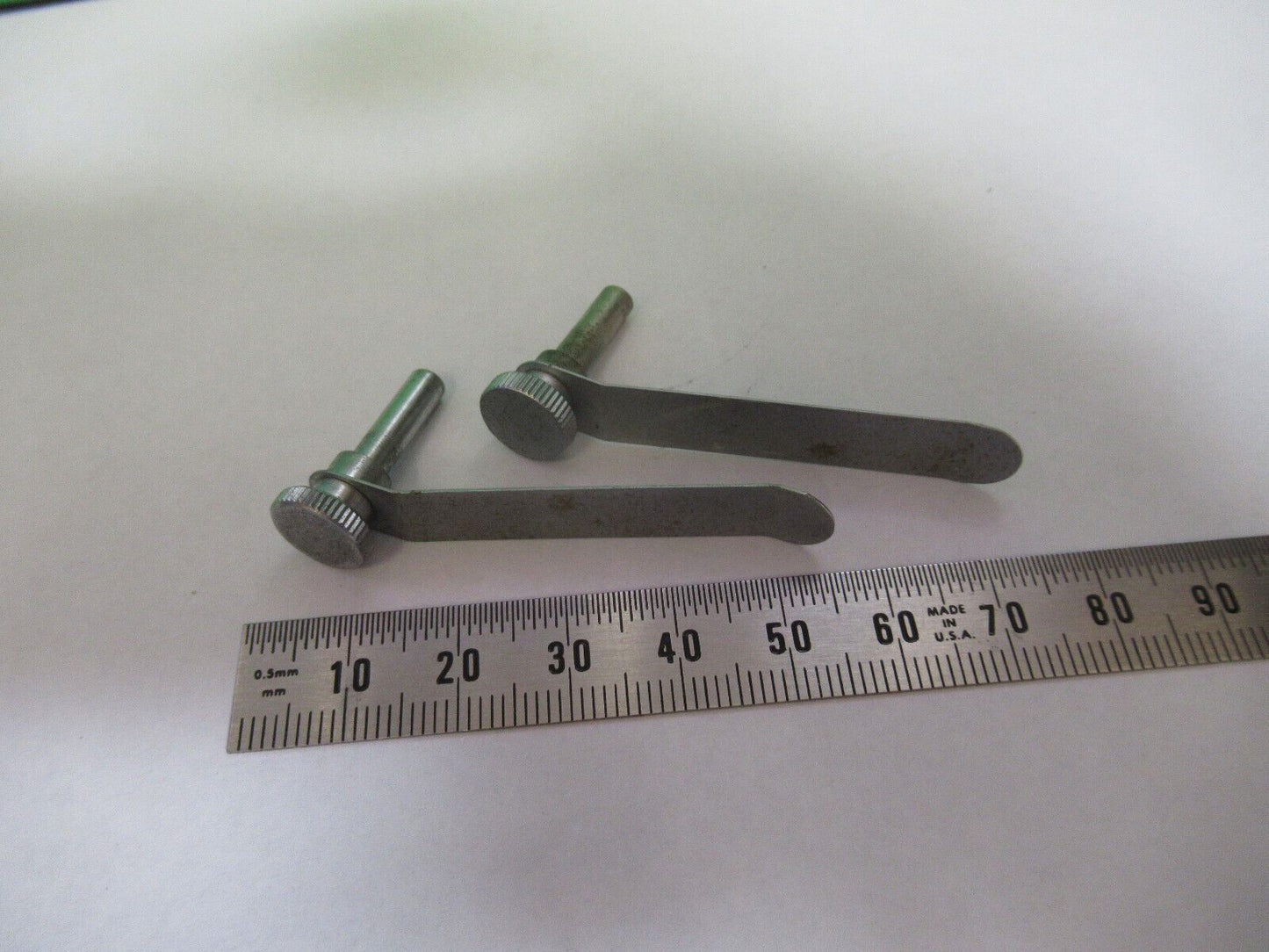 ERNST LEITZ GERMANY PAIR CLIPS STAGE MICROSCOPE PART AS PICTURED #R7-B-10x