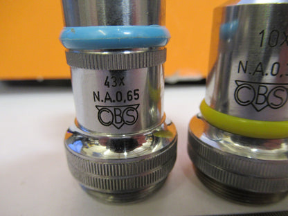 LOT CBS 43X 10X OBJECTIVE  LENS MICROSCOPE PART AS PICTURED Y1-A-68