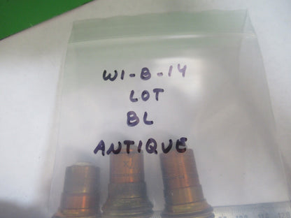 LOT OBJECTIVES BAUSCH LOMB ANTIQUE BRASS MICROSCOPE PART AS PICTURED W1-B-14