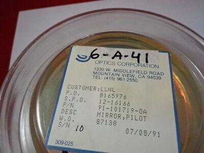 OPTICAL FLAT SCHOTT ZERODUR 100mm DIA COATED 1/10 wave LASER OPTICS &6-A-41