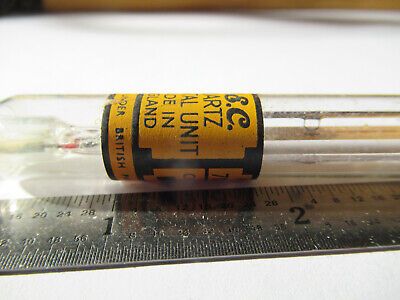 ANTIQUE QUARTZ RADIO CRYSTAL GEC ENGLAND GLASS HOLDER FREQUENCY CONTROL #F4-A-83