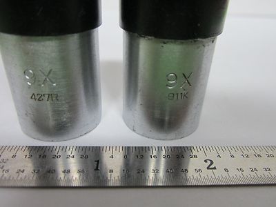 PAIR EYEPIECES 9X MICROSCOPE OPTICS BIN#N1-17