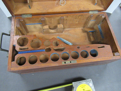 ANTIQUE WOOD CABINET EMPTY HENRY CROUCH UK MICROSCOPE PART ta-5