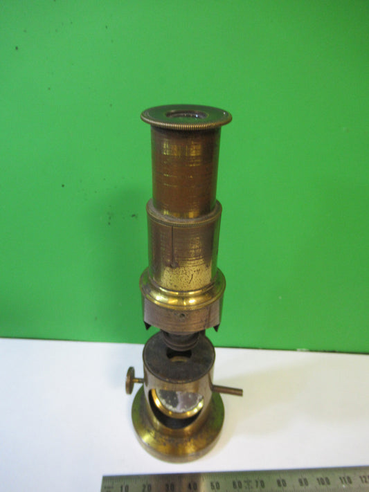 Antique French Brass Portable Field Optics Microscope