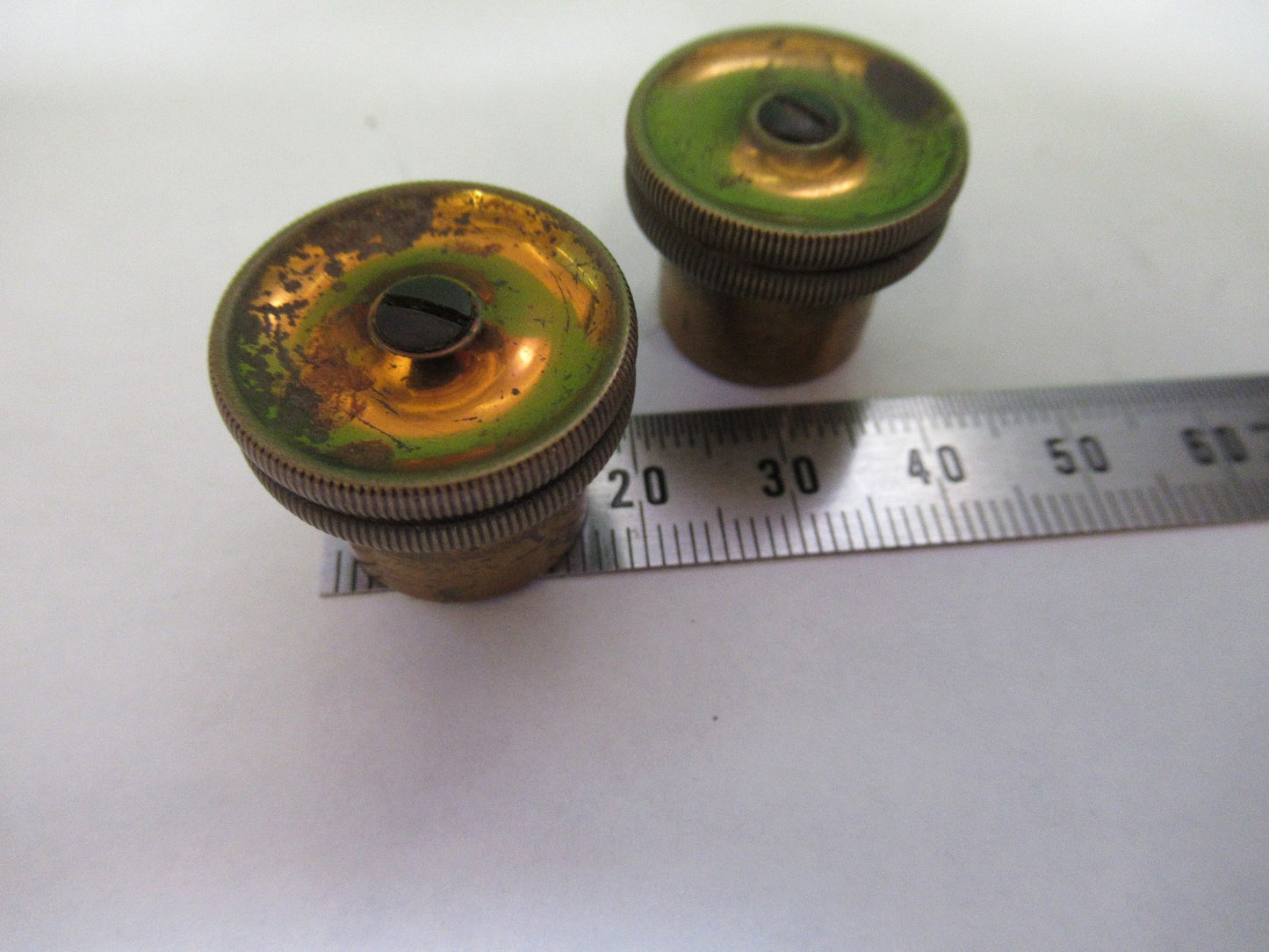 ANTIQUE BAUSCH LOMB BRASS KNOBS MICROADJUST MICROSCOPE PART AS PICTURED V1-A-17