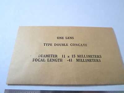 OPTICAL LENS DOUBLE CONCAVE 11x15 mm FL -41 mm  LASER OPTICS BIN#1B