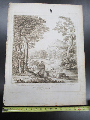 Antique Etching Italia Rome Circa 1810 Gaspard Dughet Pietro Parboni