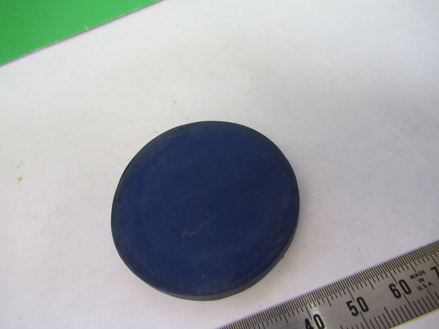 ANTIQUE BAUSCH LOMB GLASS BLUE FILTER THICK MICROSCOPE PART AS PICTURED X9-B-50