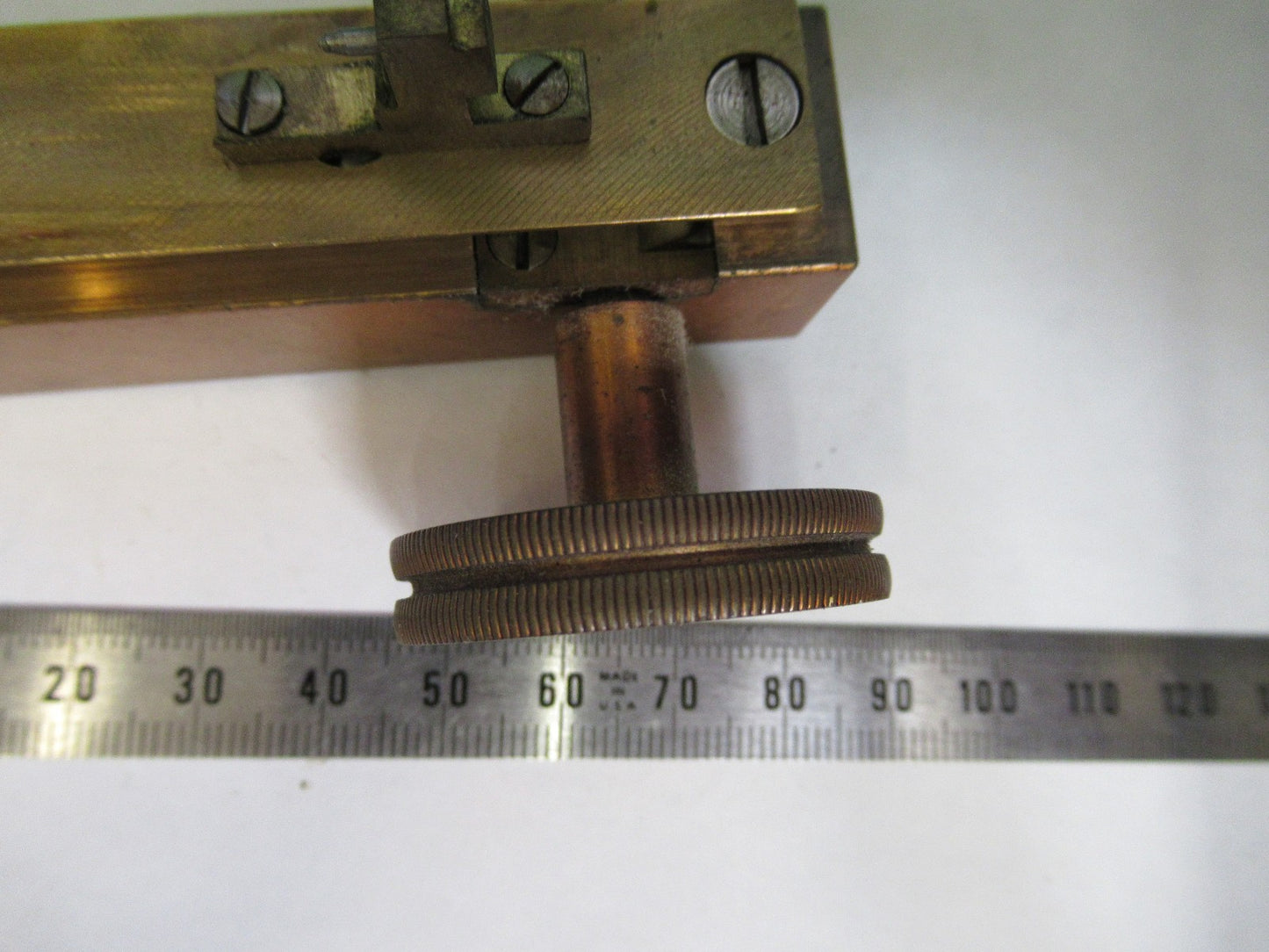 ANTIQUE BRASS BAUSCH LOMB KNOBS MACRO ADJUST MICROSCOPE PART AS PICTURED Y3-B-40