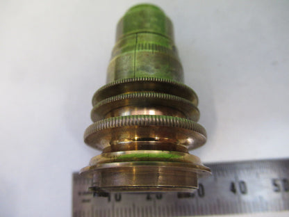 ANTIQUE BRASS GRUNOW RARE OBJECTIVE LENS MICROSCOPE PART AS PICTURED &R9-B-08