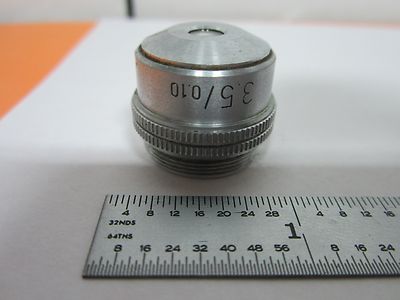 MICROSCOPE PART OBJECTIVE LEITZ WETZLAR GERMANY 3.5X OPTICS AS IS BIN#K9-50