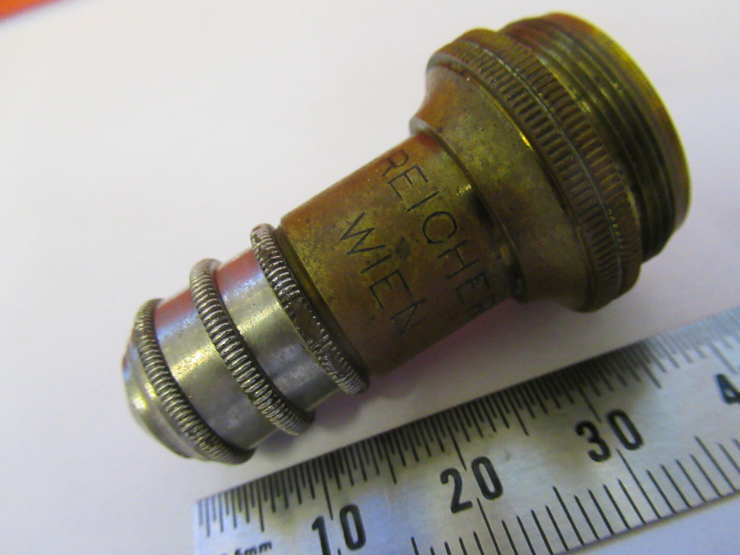 ANTIQUE BRASS CHARLES REICHERT WIEN AUSTRIA OBJECTIVE 7a MICROSCOPE PART 8Z-A-46
