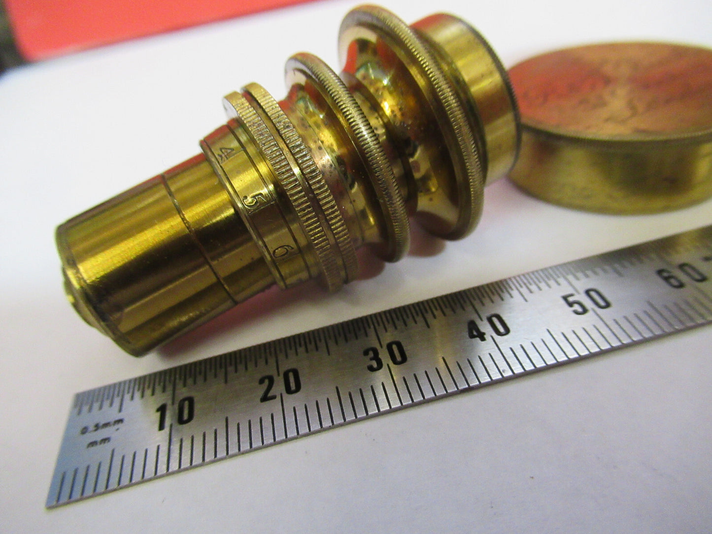 ANTIQUE BRASS RJ BECK LONDON "1/5" OBJECTIVE MICROSCOPE AS PICTURED &F8-A-82