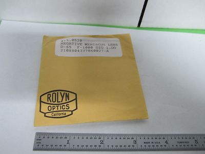 Optical Rolyn Lens 65 mm Diameter Focal Fl -1000 mm Laser Optics BIN#M7 ii