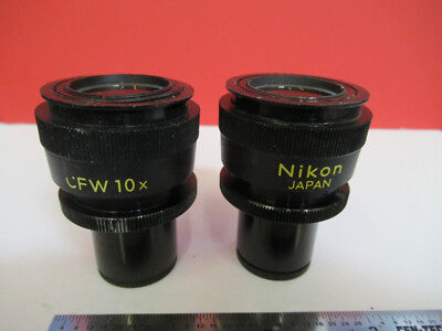 PAIR NIKON CFW 10X JAPAN EYEPIECE MICROSCOPE PART AS PICTURED &B6-A-40