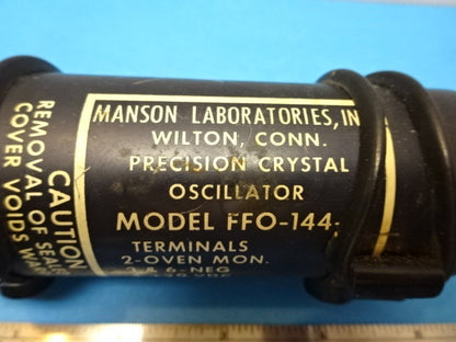 MANSON LABORATORIES PRECISION QUARTZ OSCILLATOR FFO-144 FREQ 1 MHz AS IS #90-03