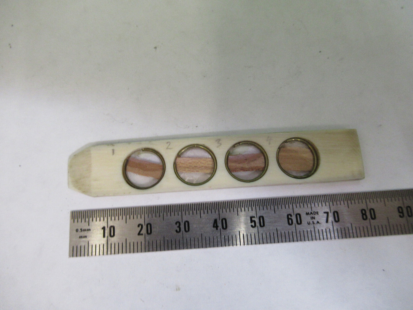 ANTIQUE PREPARED SLIDE IN BONE RARE UK MICROSCOPE PART AS PICTURED X6-A-68
