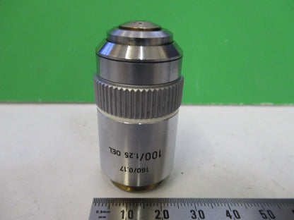 LEITZ wetzlar GERMANY OBJECTIVE MICROSCOPE PART 100X  /160 AS PICTURED X2-A-37