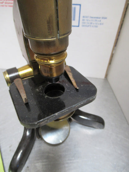 ANTIQUE BRASS HENRY CROUCH LONDON RARE ENGLAND MICROSCOPE AS PICTURED LOB